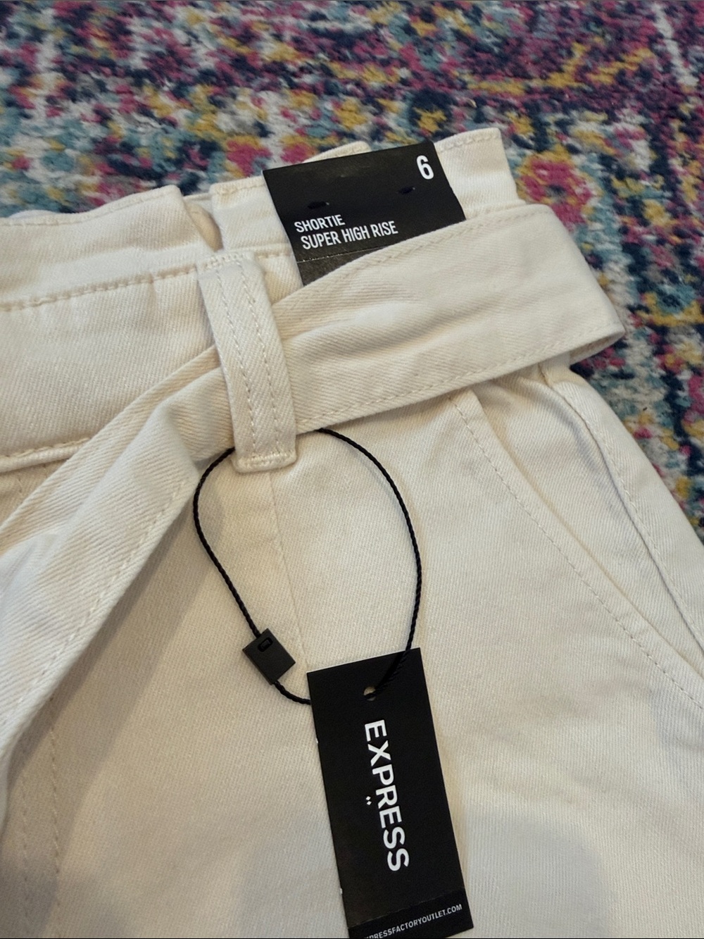 Express High-Rise Paperbag Waist Jeans — Cream - Picture 2 of 9